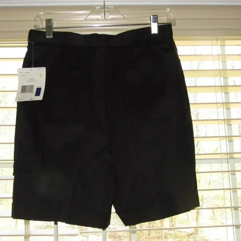 NWT Liz Claiborne LizSport Black Cuffed Shorts 8